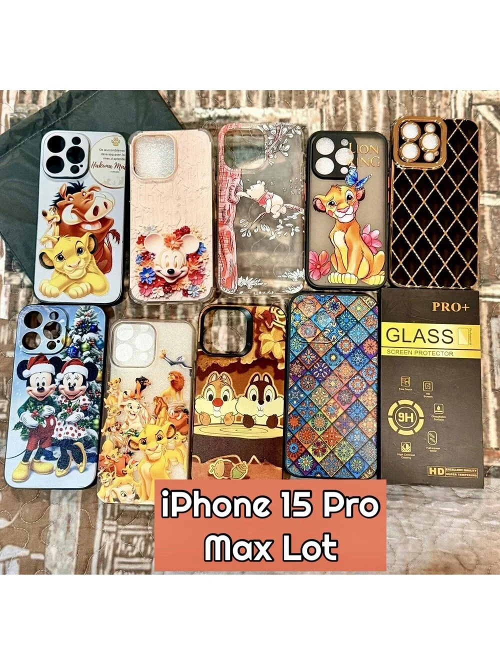 iPhone 14 Pro max Case BUNDLE (9 Cases) Disney, Misc & Two-9H Screen Protectors